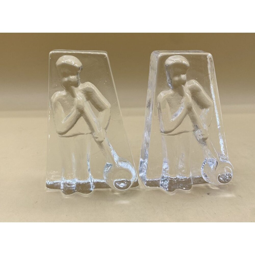 Lindshammar Glass Blower Pair Sculpture 4" Paperweight Swedish LOT 2